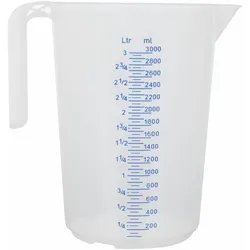 Schneider - Meßbecher, 3,0 l geprägte Skala, blaue Schrift, offener Griff
