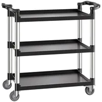 Vevor Mehrzweckwagen, 226 kg Tragkraft, 3-stufiger Universalwagen aus Kunststoff mit 360° Schwenkrädern (2 mit Bremse), 106x49x98 cm großer Servierwagen für Lager, Büro, Zuhause, Restaurant, Küche