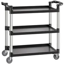 Vevor Mehrzweckwagen, 226 kg Tragkraft, 3-stufiger Universalwagen aus Kunststoff mit 360° Schwenkrädern (2 mit Bremse), 106x49x98 cm großer Servierwagen für Lager, Büro, Zuhause, Restaurant, Küche