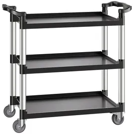 Vevor Mehrzweckwagen, 226 kg Tragkraft, 3-stufiger Universalwagen aus Kunststoff mit 360° Schwenkrädern (2 mit Bremse), 106x49x98 cm großer Servierwagen für Lager, Büro, Zuhause, Restaurant, Küche