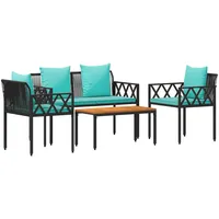 vidaXL Gartenmöbel-Set 4-tlg. Schwarz/Türkis