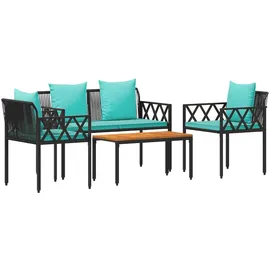 vidaXL Gartenmöbel-Set 4-tlg. Schwarz/Türkis