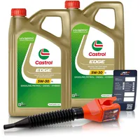 2x 5 L = 10 Liter Castrol Edge Fluid Titanium 5W-30 LL Motoröl inkl. Castrol Ölwechselanhänger und Einfülltrichter