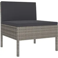 vidaXL 11-tlg. Garten-Lounge-Set mit Auflagen Poly Rattan Grau