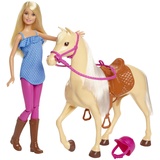 Barbie Pferd & Puppe blonde Haare