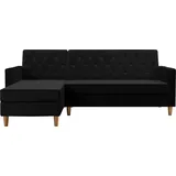 CosmoLiving by Cosmopolitan Ecksofa »Liberty, L-Form,« mit Schlafffunktion, Recamiere beidseitig montierbar, Sitzhöhe 43 cm, schwarz