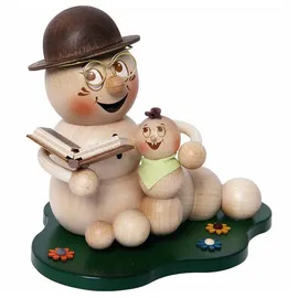 Kuhnert Räucherfigur Wurm Opa Rudi mit Enkel - Räuchermann aus Holz