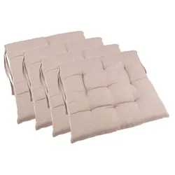 Sitzkissen 4er-Set beige Stuhlkissen Polsterauflage Sitzauflage Stuhlauflage