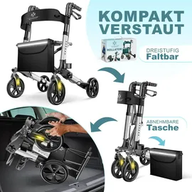 Kesser Leichtgewicht Rollator faltbar mit Sitz Schwarz