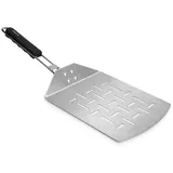 Navaris Pizzaschieber Faltbare Pizzaschaufel aus Edelstahl, 46x18 cm, auch für Grill schwarz|silberfarben
