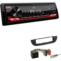 JVC KD-X182DB 1-DIN Media Autoradio AUX-In USB DAB+ mit Einbauset für Fiat 500 500C Schwarz