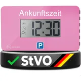 Parkwächter V1 automatische Parkscheibe gemäß der Straßenverkehrsordnung, Digitale Parkscheibe für das Auto, elektronische Parkuhr, pink, 105 x 60 x 13 mm