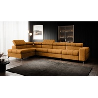 Fun Möbel Ecksofa Schlafsofa Sofa SPARKS MAX in Stoff Infinity, Einstellbare Kopfstützen, inkl. Schlaffunktion mit Bettkasten, Rundumbezug gelb