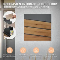 ML-Design Briefkasten Wandbriefkasten Holzoptik Postkasten Zeitungsrolle Stahl