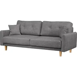 Home Affaire 3-Sitzer HOME AFFAIRE "TRIPLO optionale Schlafsofa mit Bettkasten, Maße B/T/H: 215/100/89 cm", grau, B:215cm H:89cm T:100cm, 100% Polyester, Sofas, Wahlweise Bettfunktion - Liegefläche 145x191 cm, Rücken-, Zierkissen