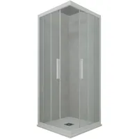 ECK-DUSCHKABINE KLARGLAS WEIß PVC PROFIL 80X80 CM MOD. KOLORS