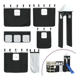 vidaXL Vorhänge für Hochbett mit Turm Weiß Und Schwarz Polyester