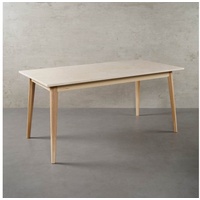 MAGNA Atelier Esstisch MALMÖ mit Marmor Tischplatte, Dining Table, Küchentisch, Esche Gestell, 160x80x75cm beige