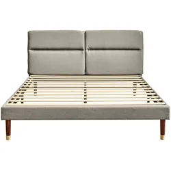 Merax Polsterbett, Doppelbett mit Winkel-verstellbarem Kopfteil 160x200cm Leinen
