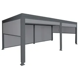 Mendler Alu Pergola HWC-L41 mit 6x Seitenwand, Lamellen-Pavillon, stabiles 8cm-Metall-Gestell 3x6m - anthrazit