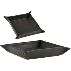 Sonnenleder Ablageschale Leder 26x26cm Taschenleerer Schale Lederschale Stiftschale schwarz Vide Poche