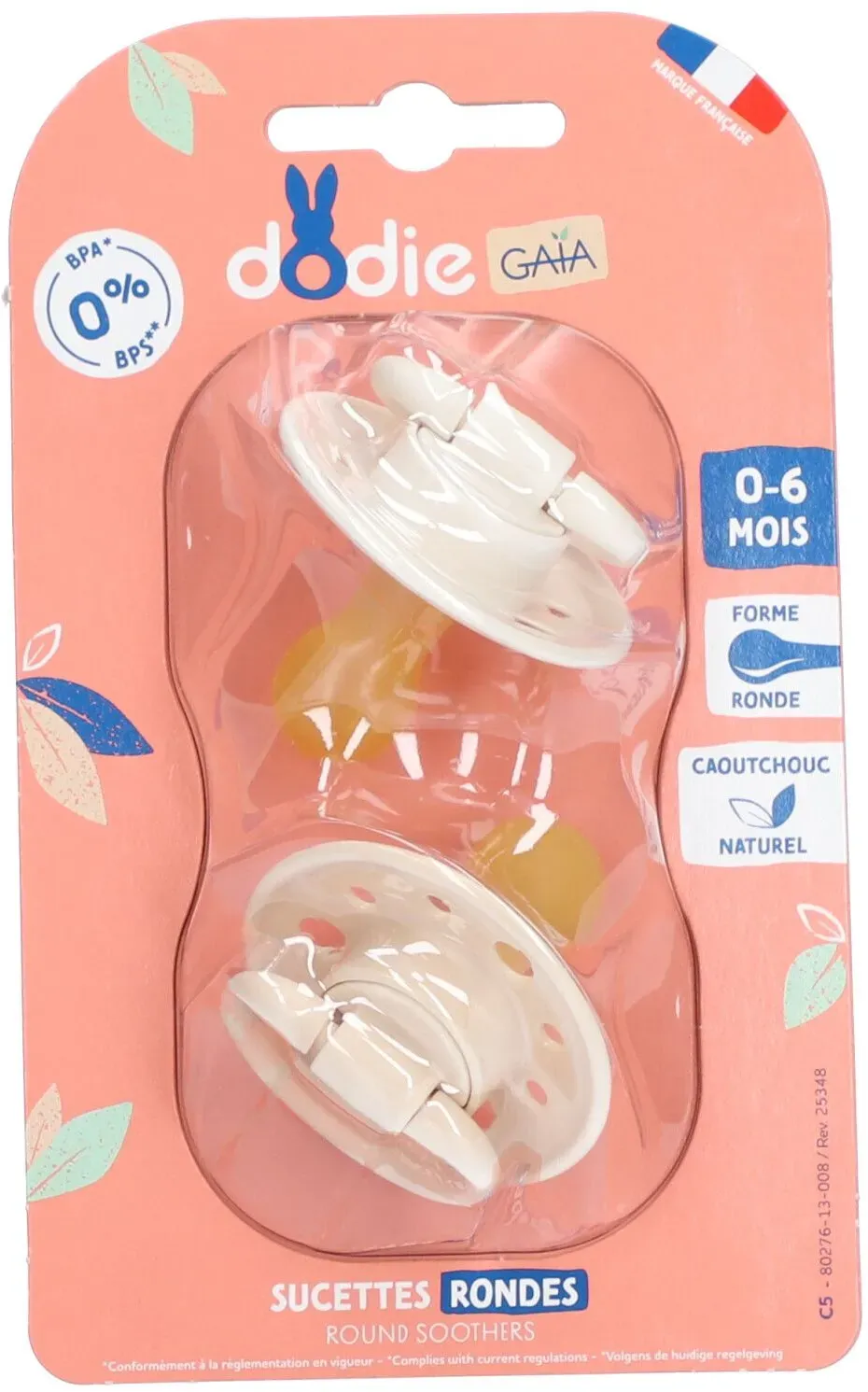 Dodie Runde Schnuller Naturkautschuk Nature Beige 0-6 Monate