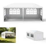 Froadp Pavillon 3x6 m, Wasserdicht Gartenpavillon mit 6 Seitenteilen und Fenstern für Garten und Camping, UV-Schutz, Winterfest Stabil Festzelt für Party, Outdoor-Events, Hochzeit, Weiß