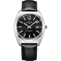 Rotary Herren Quartz Armbanduhr, 38.50mm Gehäusegröße mit schwarz analog Zifferblatt und schwarz Lederarmband Armband GS05480/65