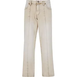Bequeme Jeans URBAN CLASSICS "Urban Classics Wide Leg Denim With Dividing Seams", Herren, Gr. 44, Normalgrößen, weiß dirty washed, 100% Baumwolle, unifarben, casual, Jeans