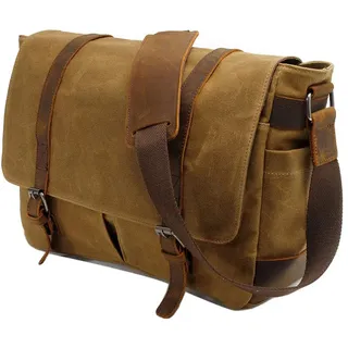 Neuleben Wasserdicht Kameratasche für DSLR Umhängetasche Vintage Groß Fototasche Canvas Leder Camera Bag Aktentasche (Braun) - L38/W12/H28