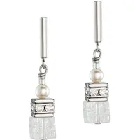 Coeur De Lion Ohrstecker GeoCUBE® Precious Fusion Pearls Edelstahl 5086/21-1400 weiß