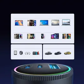 Joyroom JR-CCN07 145W KFZ-Ladegerät 2xUSB-C USB-A mit 100W USB-C Kabel grau/schwarz