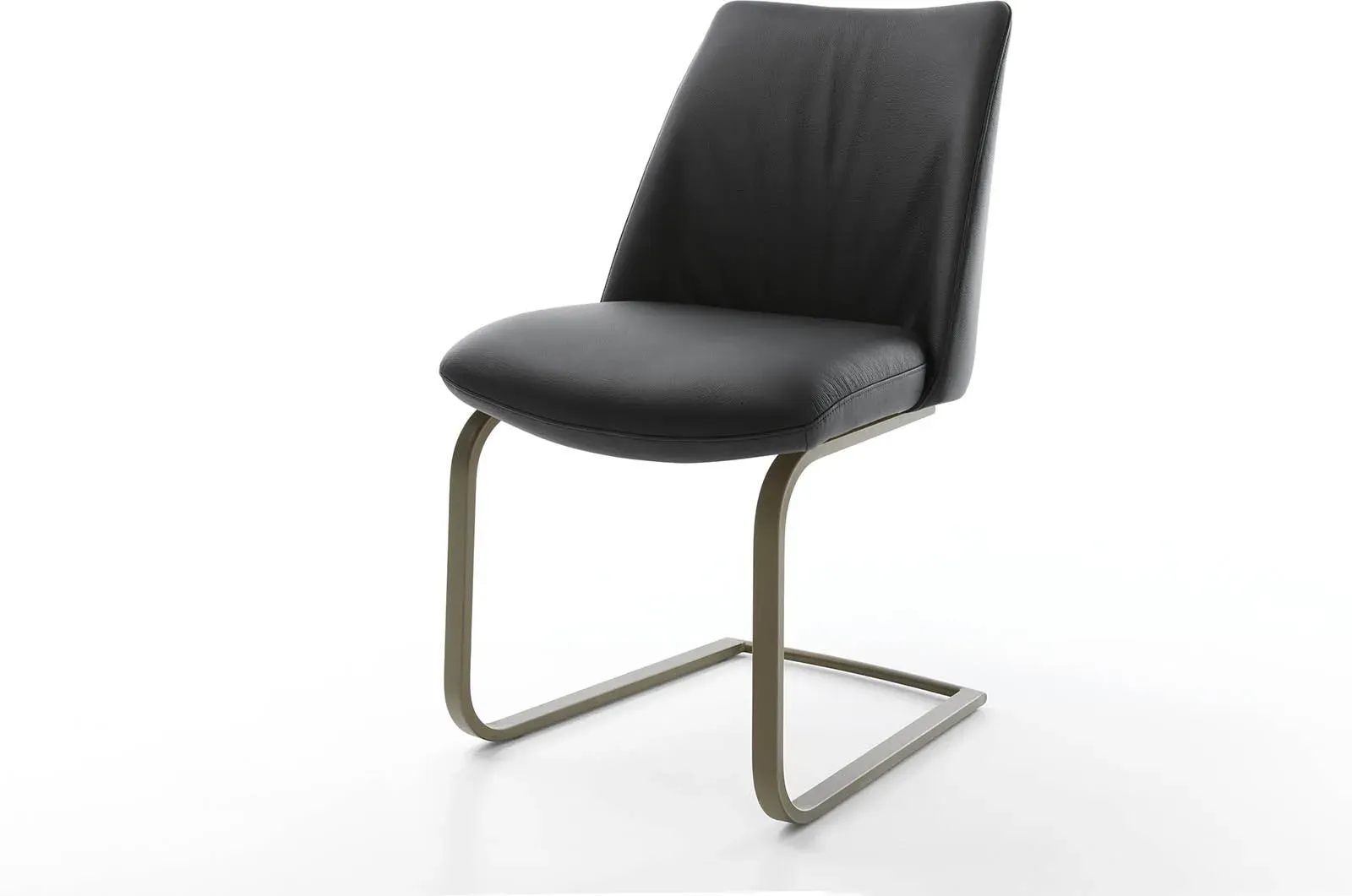 DELIFE Cantilever Elso-Flex cuir de vache noir pied cantilever plat aspect titane ressorts ensachés, Chaises de salle à manger