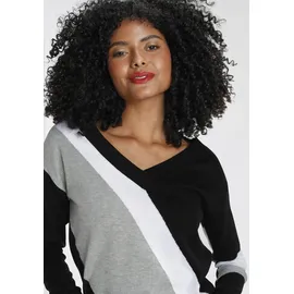 AJC Streifenpullover mit trendigem Diagonal-Colourblocking, Gr. 40/42 (M), schwarz-weiß | 15164921-40