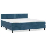 vidaXL Boxspringbett mit Matratze Dunkelblau 180x200 cm Samt