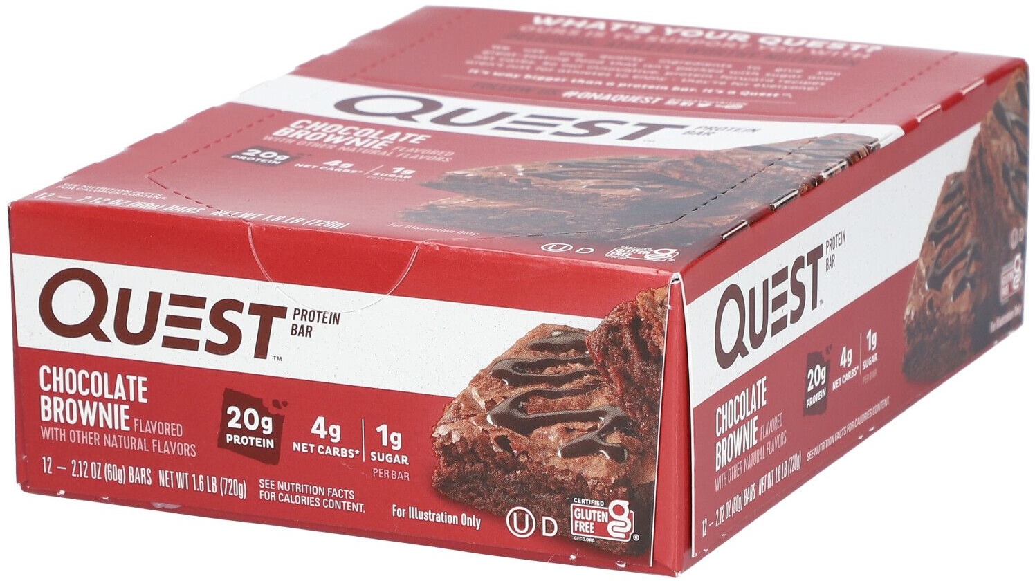 QuestBar® Barre au brownie au chocolat 12x60 g Barre