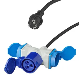 PRO PLUS Adapterkabel 150cm von Schuko Stecker nach 1xCEE 2xSchuko Steckdose