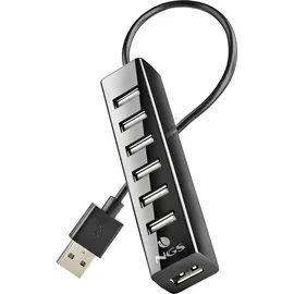 ngs IHUB7 Tiny USB 2.0 Hub 7 Ports mit Power Adapter 5V/1A, universell kompatibel, Plug and Play