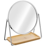 Navaris Kosmetikspiegel Schminkspiegel mit Schmuckablage - Spiegel doppelseitig mit Vergrößerung - 360° Standspiegel für Kosmetik Schminke Make Up