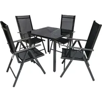 VCM VCM, Gartentisch + Balkontisch, 5 tlg Alu Glas
