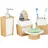 Relaxdays Badezimmer Set Zahnputzbecher natur-weiß
