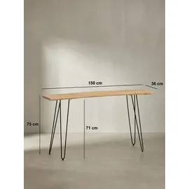 KADIMA DESIGN Schreibtisch / Massivholz/Metall, 150x36x75 cm Baumkante, Haarnadelbeine