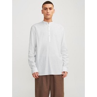 JACK & JONES Langarmhemd »JJESUMMER TUNIC LINEN BLEND SHIRT LS SN«, weiß