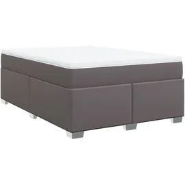 vidaXL Boxspringbett mit Matratze Grau 140x200 cm Kunstleder