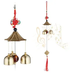 Relaxdays Windspiel Feng Shui 2er Set Gold,Rot,Schwarz