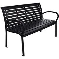 Furnicato Gartenbank Schwarz 116 cm Stahl und WPC