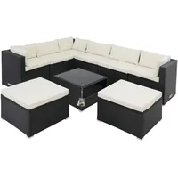 CASARIA Gartenmöbel Set 26-tlg. Schwarz/Creme