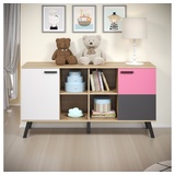 Lomadox Sideboard MANISA-19, Buche Nb. + wahlweise rosa oder blau 161/86/42 cm braun