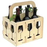 DanDiBo Ambiente DanDiBo Weinträger Holz 6 Flaschen Flaschenträger 96142 Flaschentasche Weinkorb Weintasche
