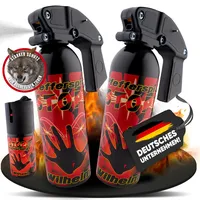 2 x Wilhelm Pfefferspray 470 ml + 40 mlAbwehrspray Selbstverteidigung CS Gas KO Spray hochdosiert (ca. 2 Mio. Scoville) effektives Verteidigungsspray